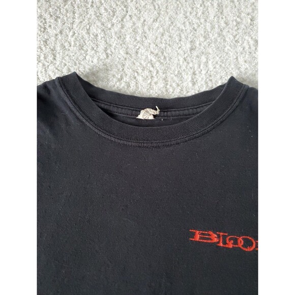 Blood Large Cotton Black Logo Sun Faded Short Layer Sleeve Tee Shirt - Picture 2 of 10